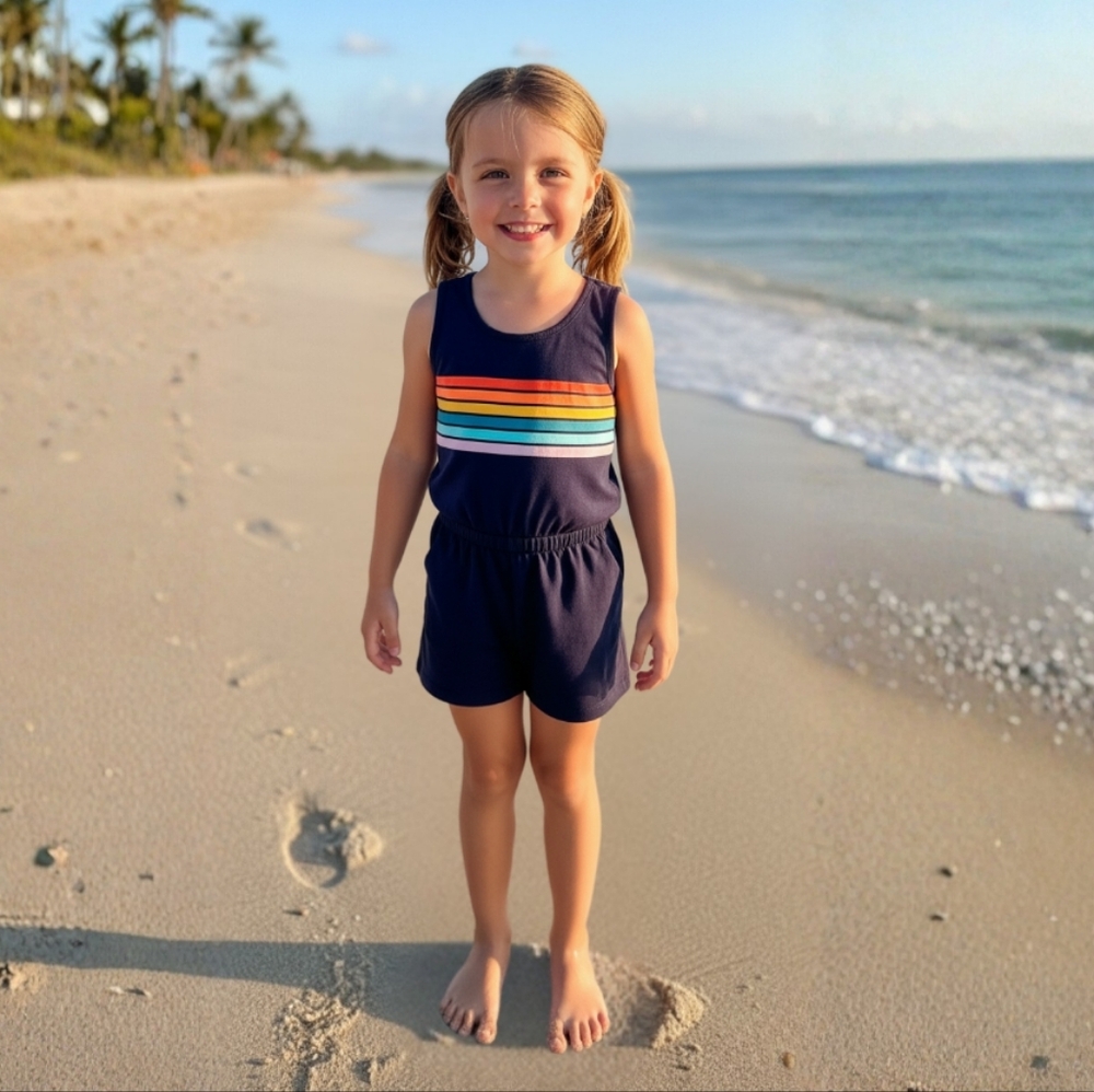 Old Navy Retro Rainbow Stripe Play Romper
